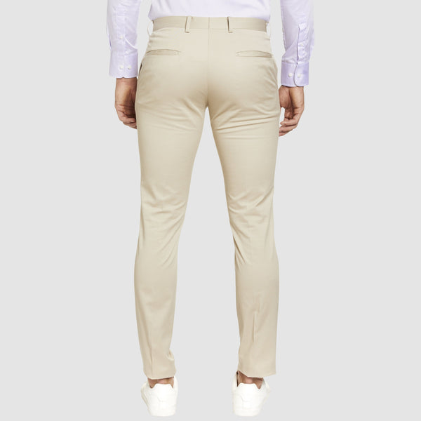 a back view of the Studio Italia slim fit chino in beige stone  cotton stretch  ST-376-81