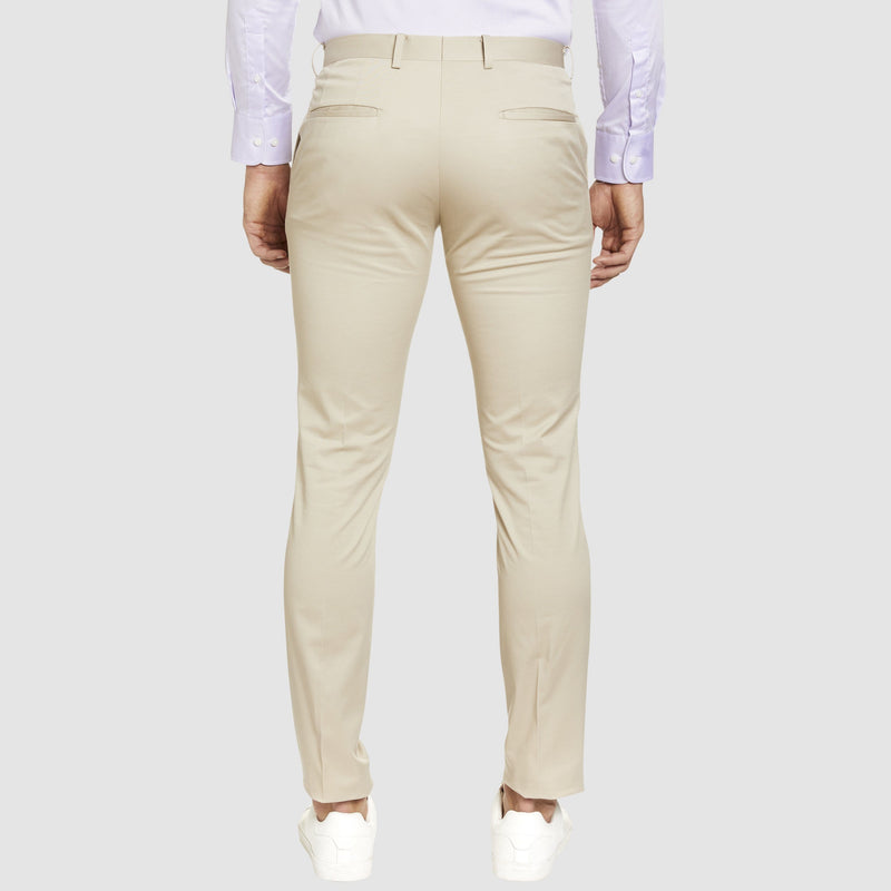 a back view of the Studio Italia slim fit chino in beige stone  cotton stretch  ST-376-81