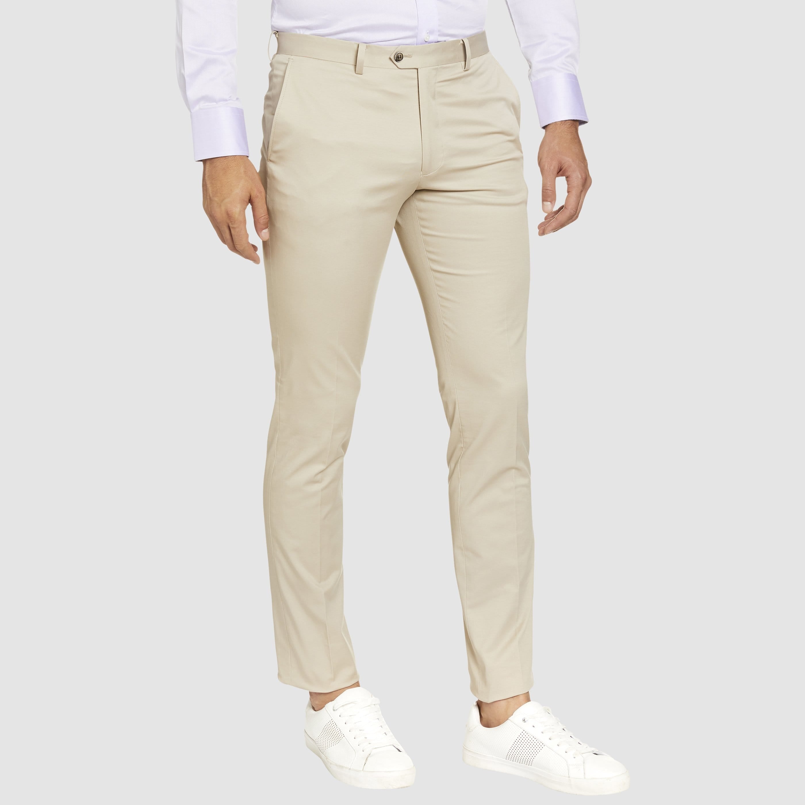 Studio Italia Slim Fit Havana Chino in Stone Cotton Stretch