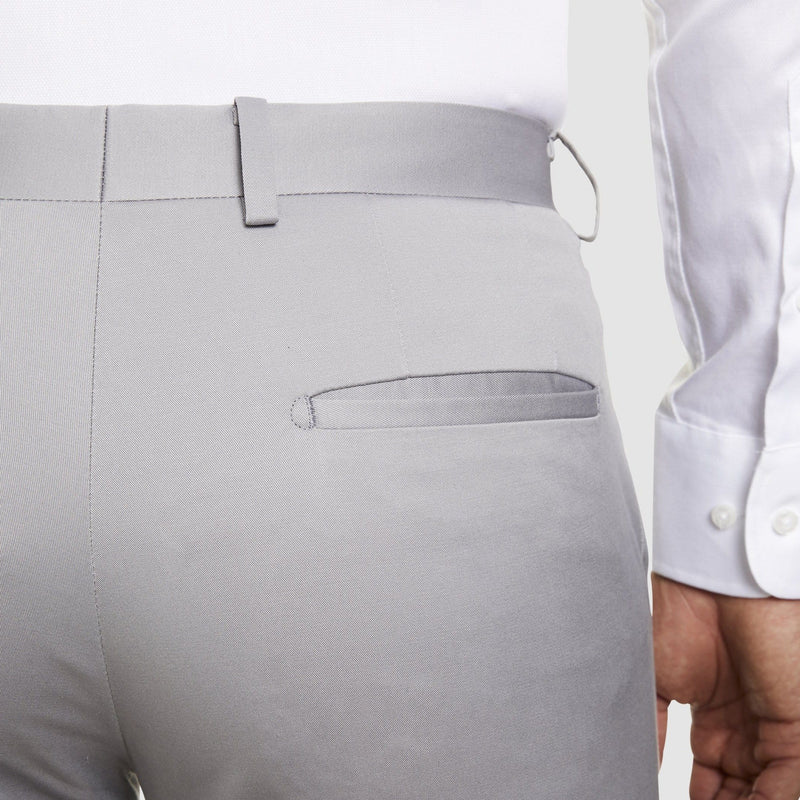 a back view of the Studio Italia slim fit chino in light grey ST-410-51