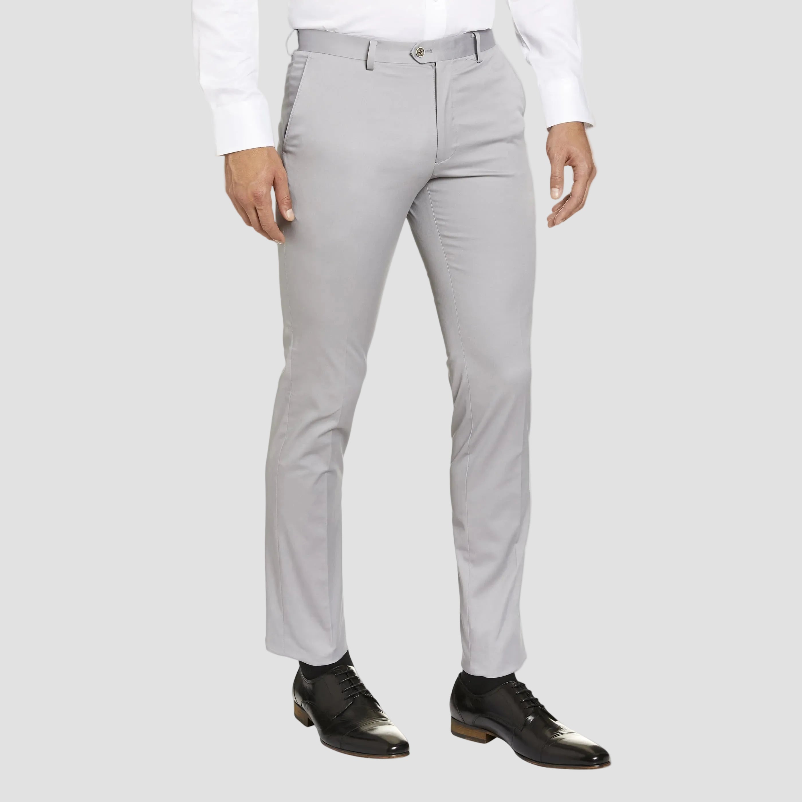 Studio Italia Slim Fit Havana Chino in Light Grey Cotton Stretch