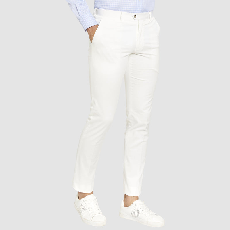 side view of the Studio Italia slim fit chino in white ST-409-91