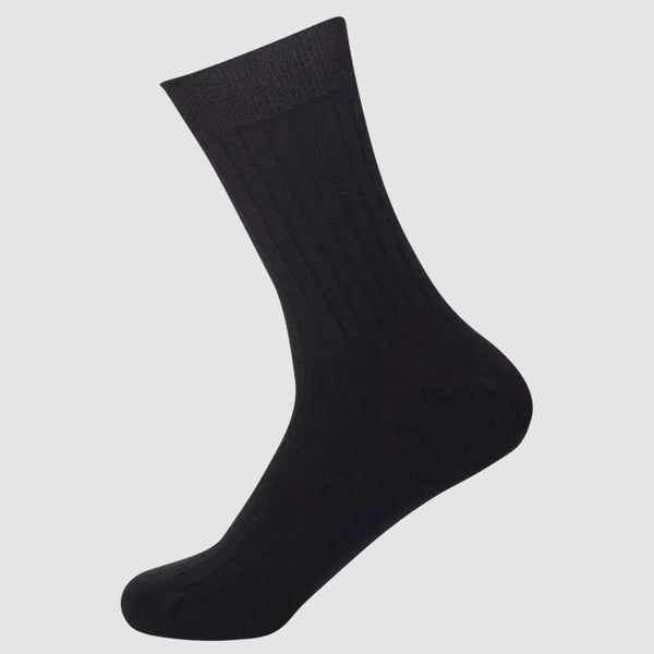 the chusette pure cotton sock in black showing the elastic cuff detail 4-PC-M-1-2