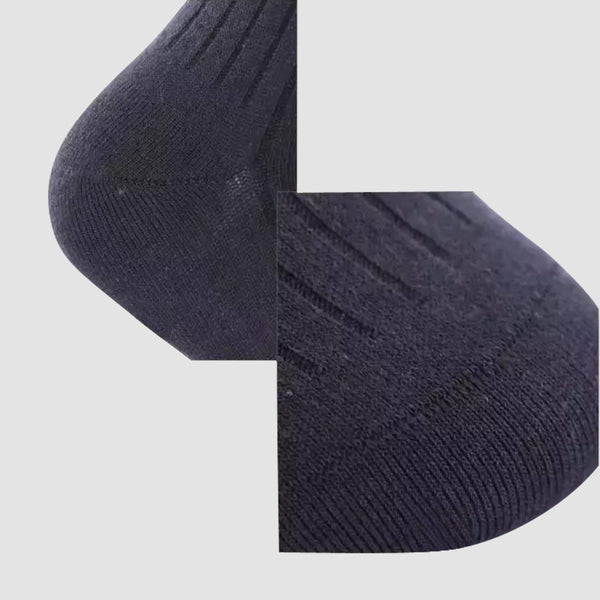 the chusette pure cotton sock in navy showing details 4-PC-M-1-1