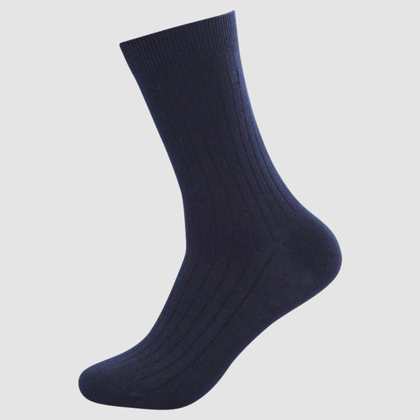 the chusette pure cotton sock in navy showing the elastic cuff detail 4-PC-M-1-1