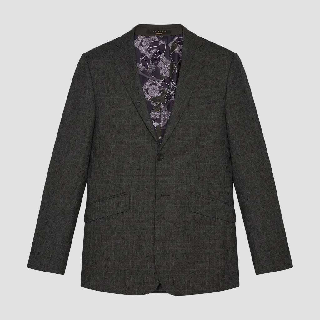Ted Baker slim fit elegan mens suit in charcoal check pure wool 1RL2003