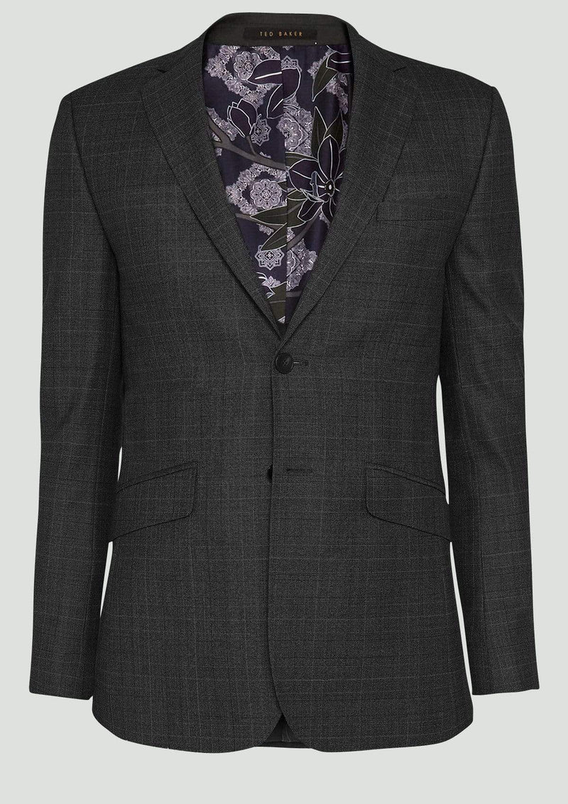 Ted Baker slim fit elegan mens suit in charcoal check pure wool 1RL2003