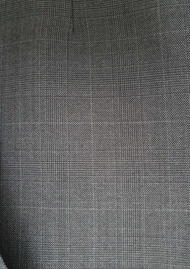 close up of the super 100s charcoal check wool suit fabric by ted baker available at men's suit warehouse