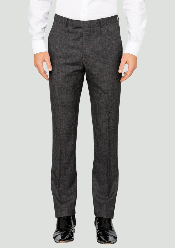 a front view of the elegan ted baker slim fit men's suit trousers in charcoal check 1RL2003