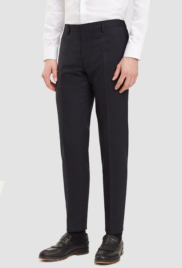 a close up look at the details on the Tommy Hilfiger slim fit virgin wool suit trouser in black