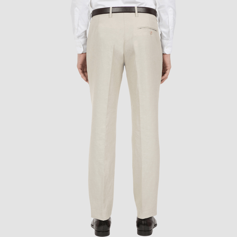 Beige Flat-front linen suit trousers | 120% Lino | MATCHES UK