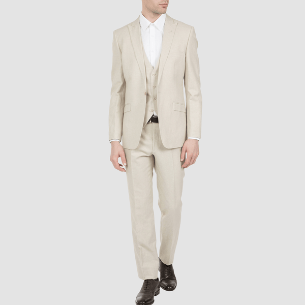 uber stone mens suit in beige sand for evening wear formal occasions weddings and business meetings linen suit